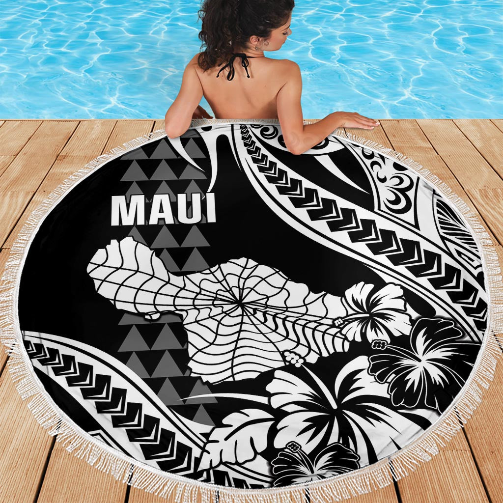 Hawaii Maui Upena Kiloi Beach Blanket Kakau Tribal Pattern Black Version LT05 - Polynesian Pride