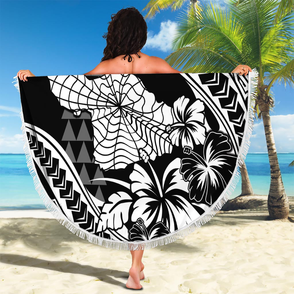 Hawaii Maui Upena Kiloi Beach Blanket Kakau Tribal Pattern Black Version LT05 - Polynesian Pride