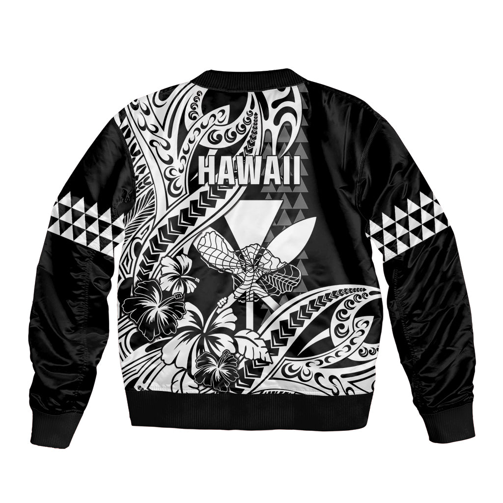 Hawaii Maui Upena Kiloi Bomber Jacket Kakau Tribal Pattern Black Version LT05 - Polynesian Pride