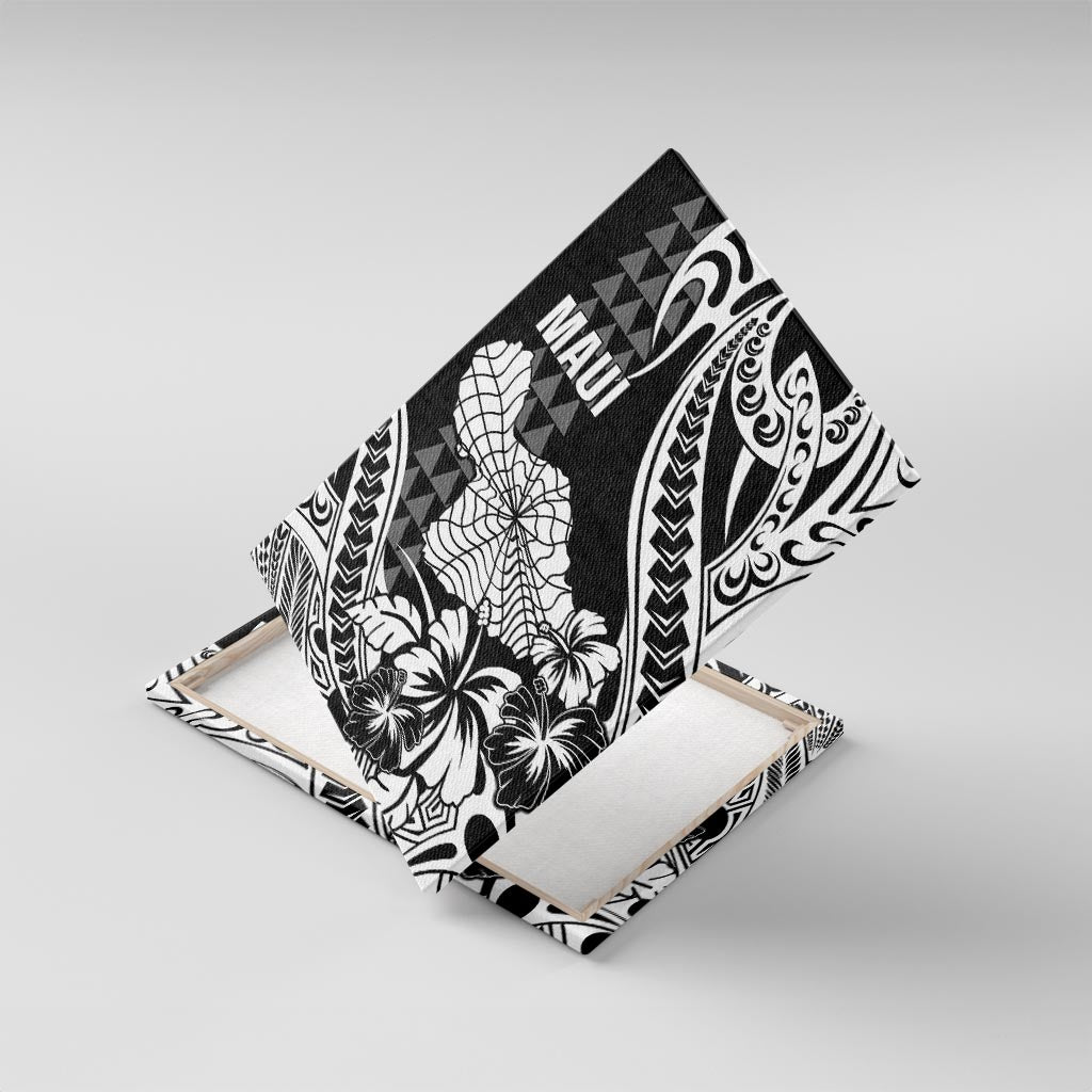 Hawaii Maui Upena Kiloi Canvas Wall Art Kakau Tribal Pattern Black Version LT05 With Frame Black - Polynesian Pride