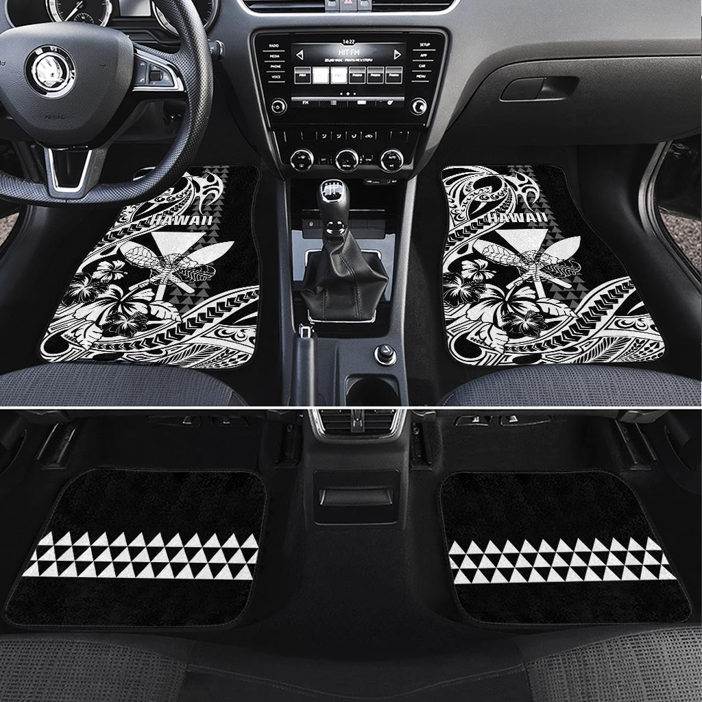 Hawaii Maui Upena Kiloi Car Mats Kakau Tribal Pattern Black Version LT05 Set 4pcs Black - Polynesian Pride