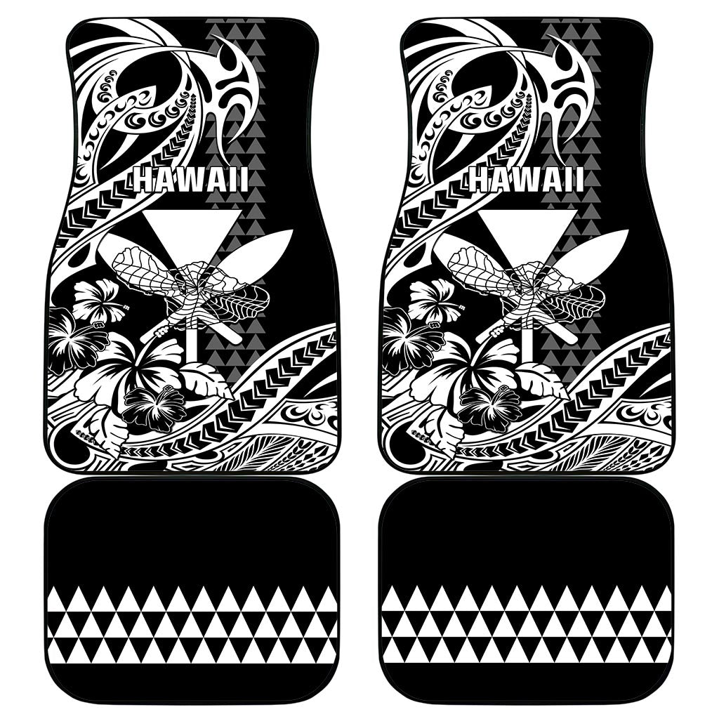 Hawaii Maui Upena Kiloi Car Mats Kakau Tribal Pattern Black Version LT05 - Polynesian Pride