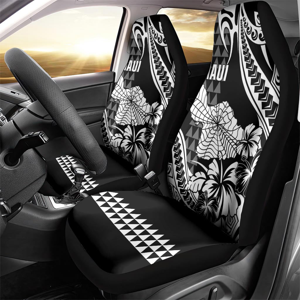 Hawaii Maui Upena Kiloi Car Seat Cover Kakau Tribal Pattern Black Version LT05 - Polynesian Pride