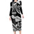 Hawaii Maui Upena Kiloi Family Matching Long Sleeve Bodycon Dress and Hawaiian Shirt Kakau Tribal Pattern Black Version