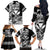 Hawaii Maui Upena Kiloi Family Matching Off The Shoulder Long Sleeve Dress and Hawaiian Shirt Kakau Tribal Pattern Black Version