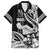 Hawaii Maui Upena Kiloi Family Matching Off The Shoulder Long Sleeve Dress and Hawaiian Shirt Kakau Tribal Pattern Black Version