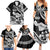 Hawaii Maui Upena Kiloi Family Matching Summer Maxi Dress and Hawaiian Shirt Kakau Tribal Pattern Black Version