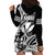 Hawaii Maui Upena Kiloi Hoodie Dress Kakau Tribal Pattern Black Version