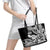 Hawaii Maui Upena Kiloi Leather Tote Bag Kakau Tribal Pattern Black Version