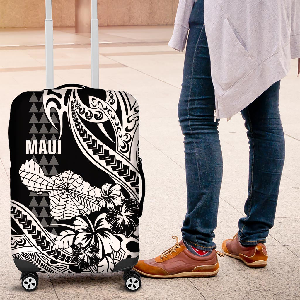 Hawaii Maui Upena Kiloi Luggage Cover Kakau Tribal Pattern Black Version LT05 Black - Polynesian Pride