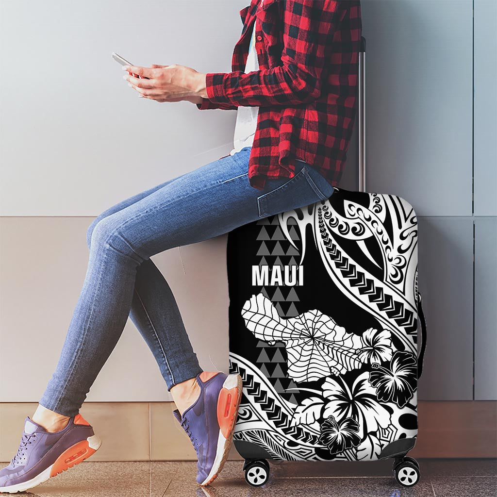 Hawaii Maui Upena Kiloi Luggage Cover Kakau Tribal Pattern Black Version LT05 - Polynesian Pride