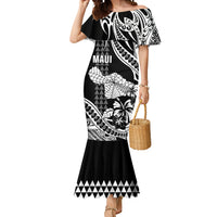 Hawaii Maui Upena Kiloi Mermaid Dress Kakau Tribal Pattern Black Version LT05 Women Black - Polynesian Pride