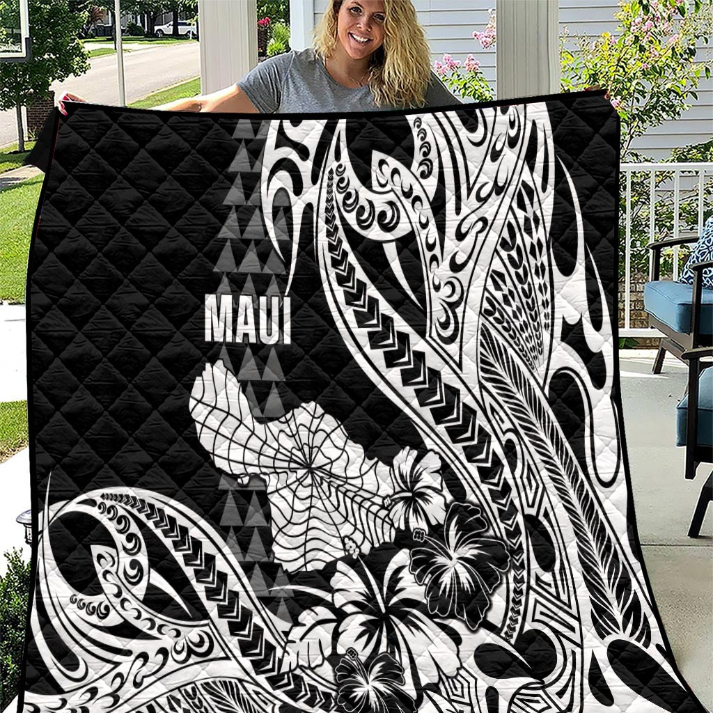 Hawaii Maui Upena Kiloi Quilt Kakau Tribal Pattern Black Version