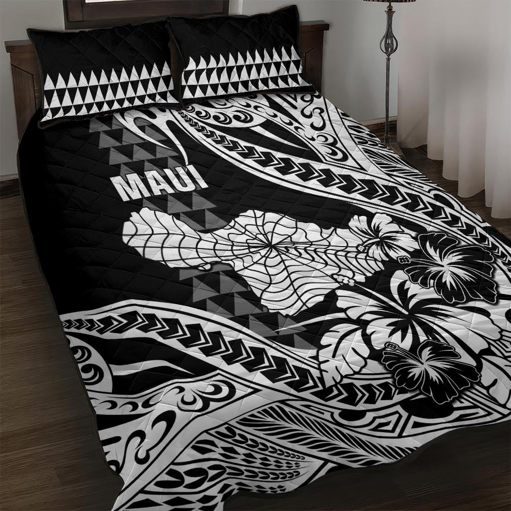 Hawaii Maui Upena Kiloi Quilt Bed Set Kakau Tribal Pattern Black Version LT05 Black - Polynesian Pride