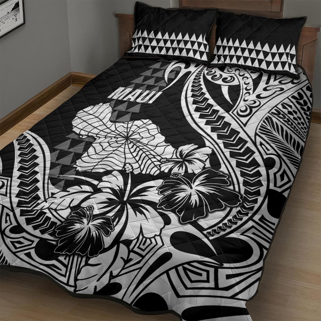 Hawaii Maui Upena Kiloi Quilt Bed Set Kakau Tribal Pattern Black Version LT05 - Polynesian Pride