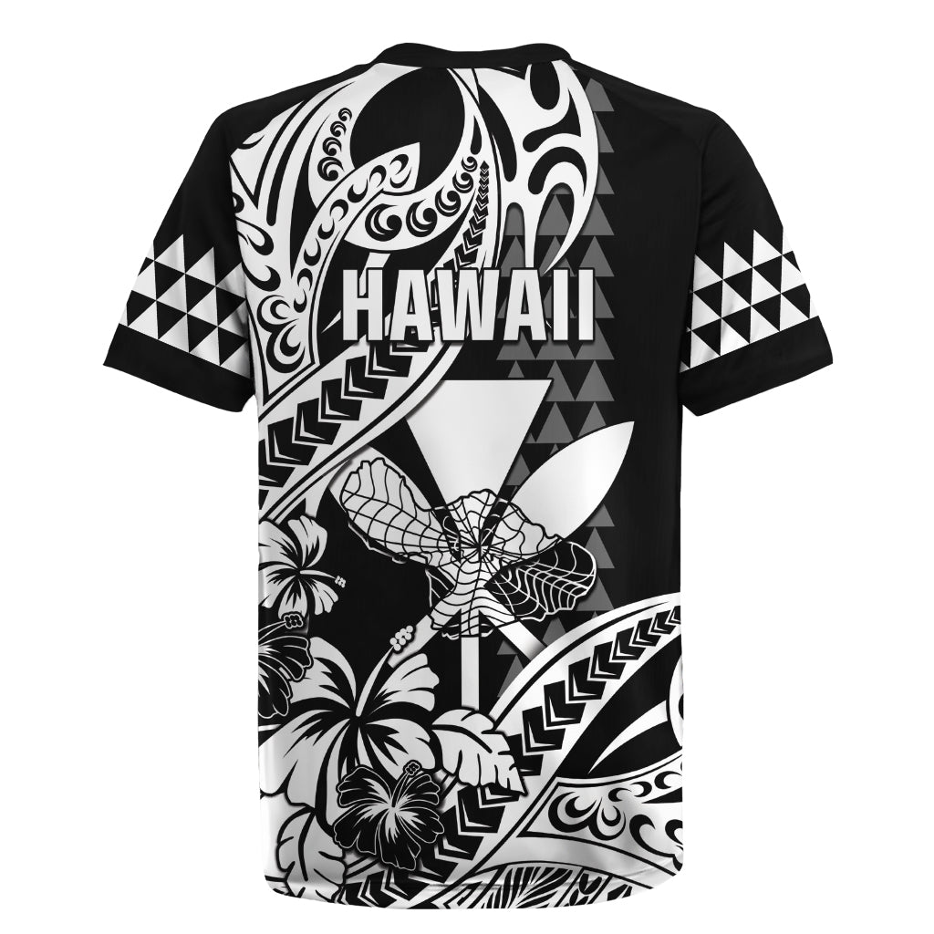 Hawaii Maui Upena Kiloi Rugby Jersey Kakau Tribal Pattern Black Version LT05 - Polynesian Pride