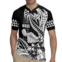 Hawaii Maui Upena Kiloi Rugby Jersey Kakau Tribal Pattern Black Version LT05 - Polynesian Pride