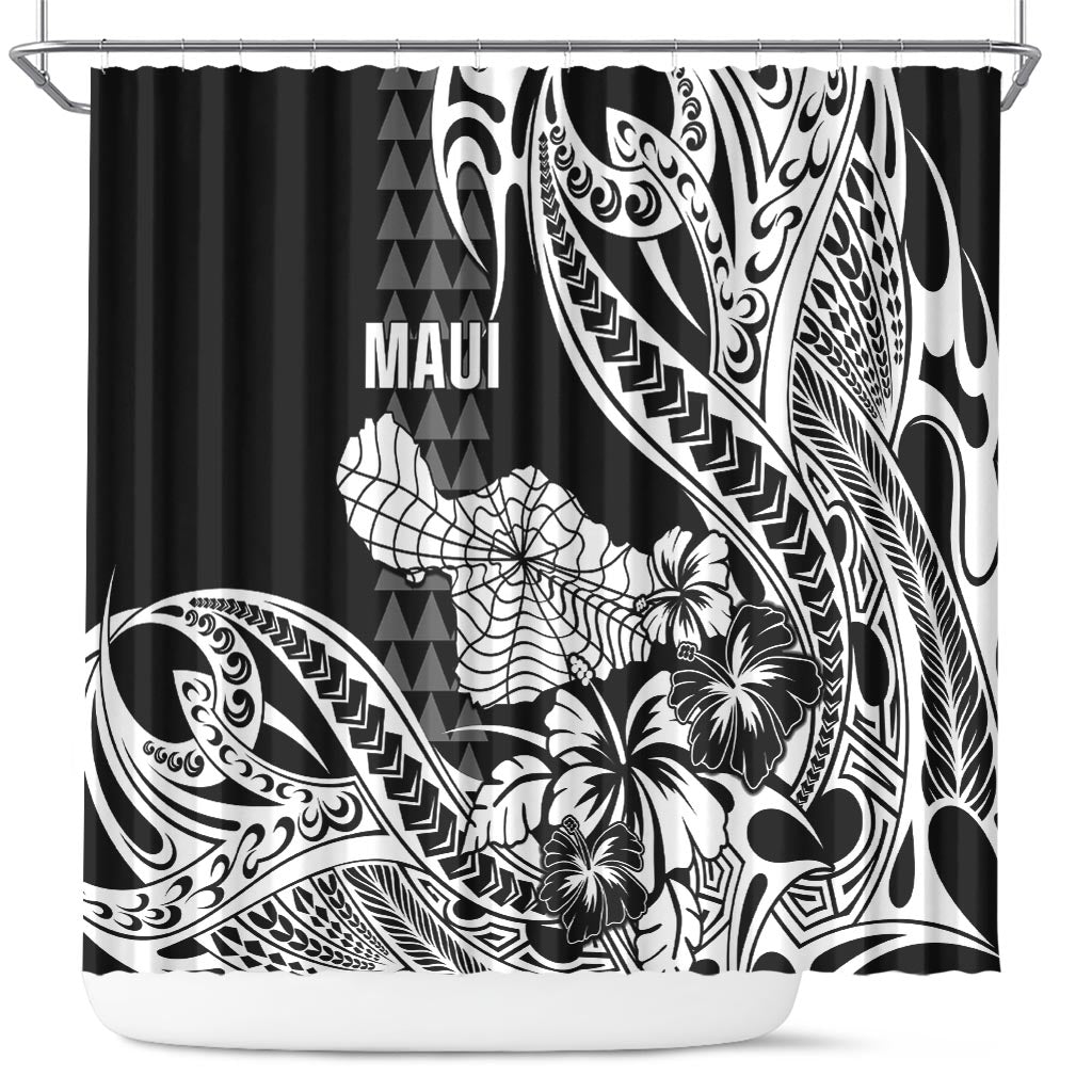 Hawaii Maui Upena Kiloi Shower Curtain Kakau Tribal Pattern Black Version LT05 Black - Polynesian Pride