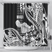 Hawaii Maui Upena Kiloi Shower Curtain Kakau Tribal Pattern Black Version LT05 - Polynesian Pride