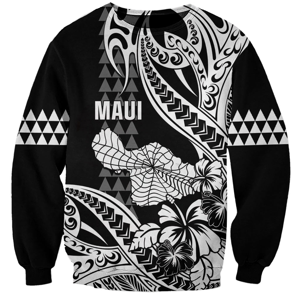 Hawaii Maui Upena Kiloi Sweatshirt Kakau Tribal Pattern Black Version LT05 Unisex Black - Polynesian Pride