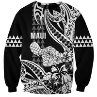 Hawaii Maui Upena Kiloi Sweatshirt Kakau Tribal Pattern Black Version LT05 Unisex Black - Polynesian Pride