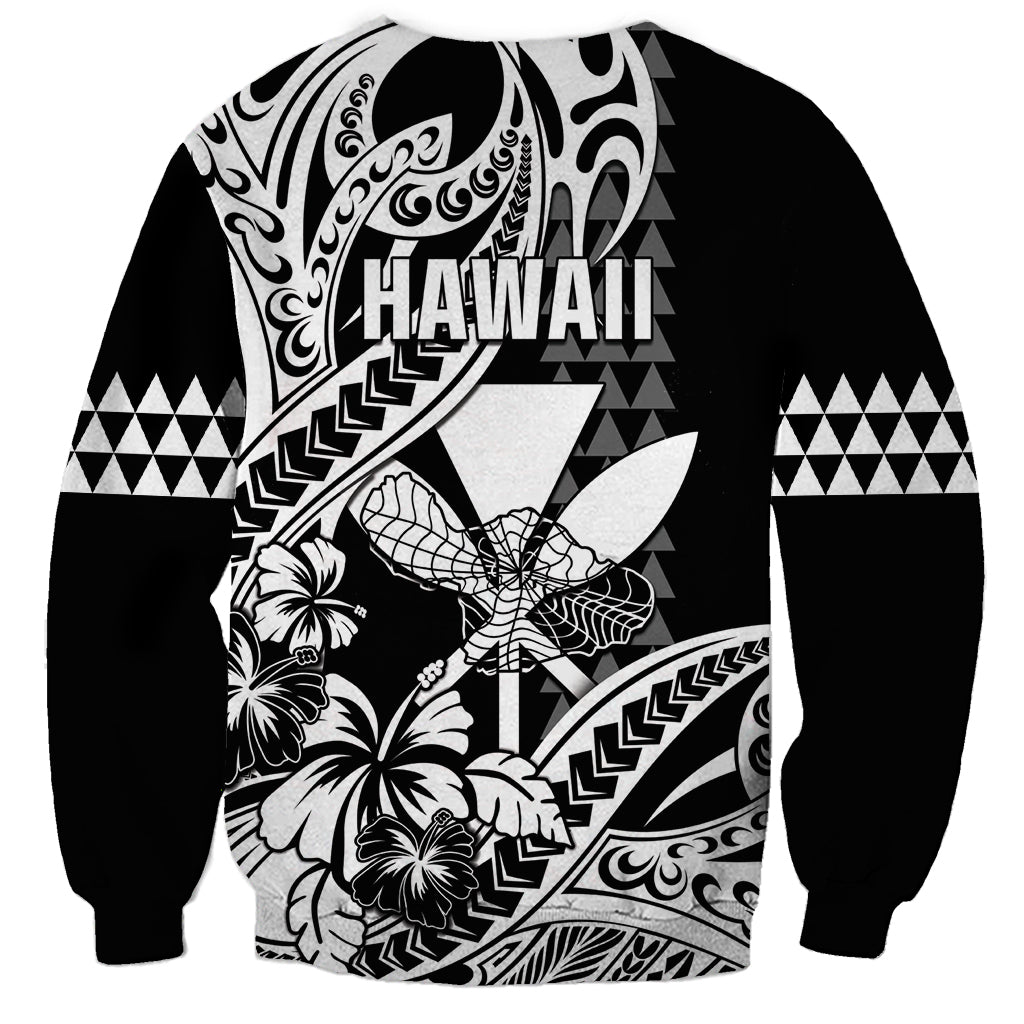 Hawaii Maui Upena Kiloi Sweatshirt Kakau Tribal Pattern Black Version LT05 - Polynesian Pride