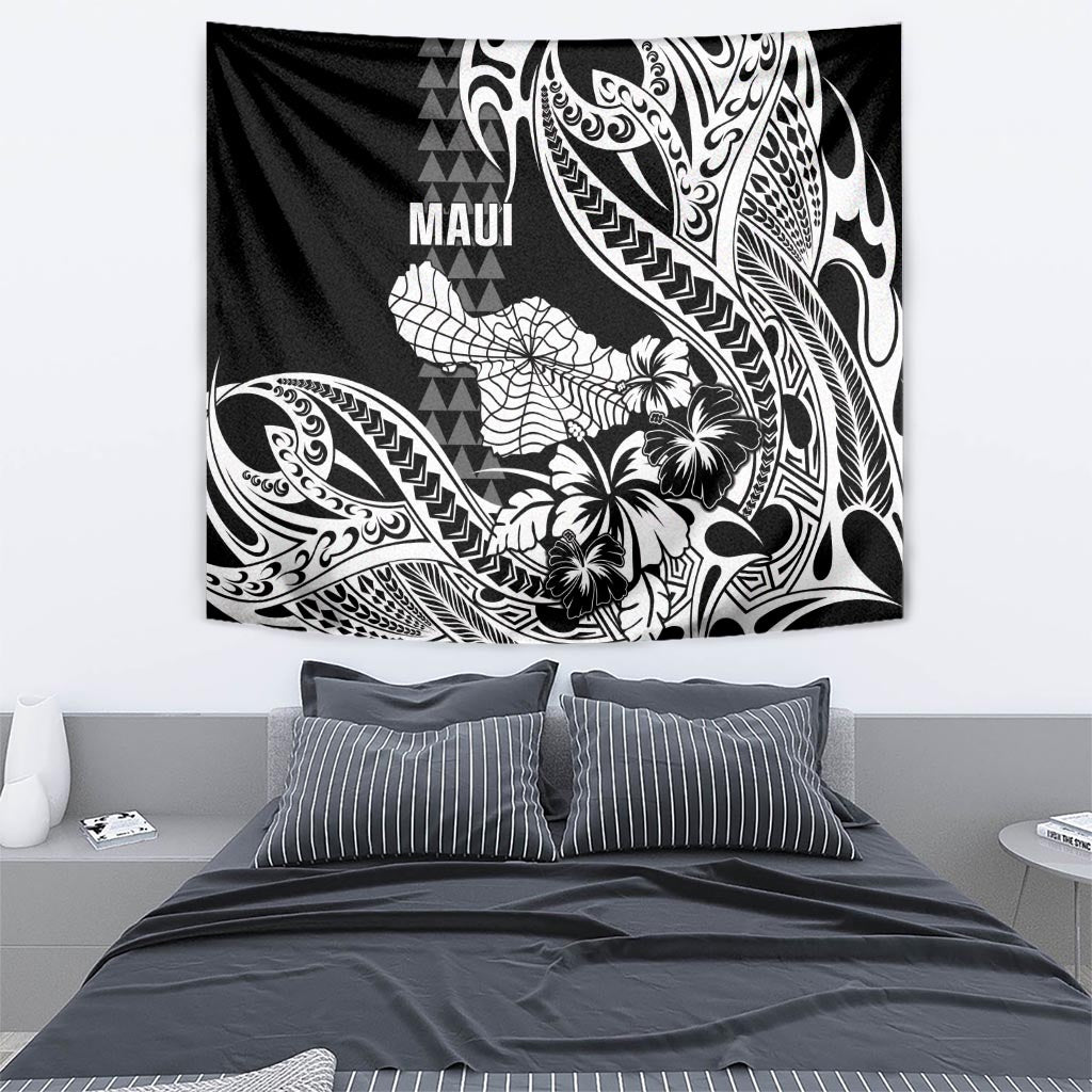 Hawaii Maui Upena Kiloi Tapestry Kakau Tribal Pattern Black Version LT05 - Polynesian Pride