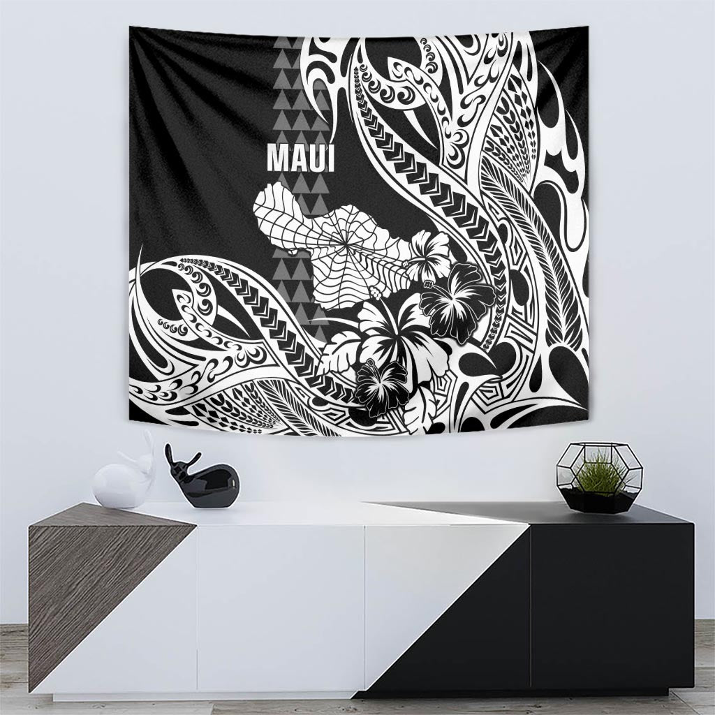 Hawaii Maui Upena Kiloi Tapestry Kakau Tribal Pattern Black Version LT05 - Polynesian Pride