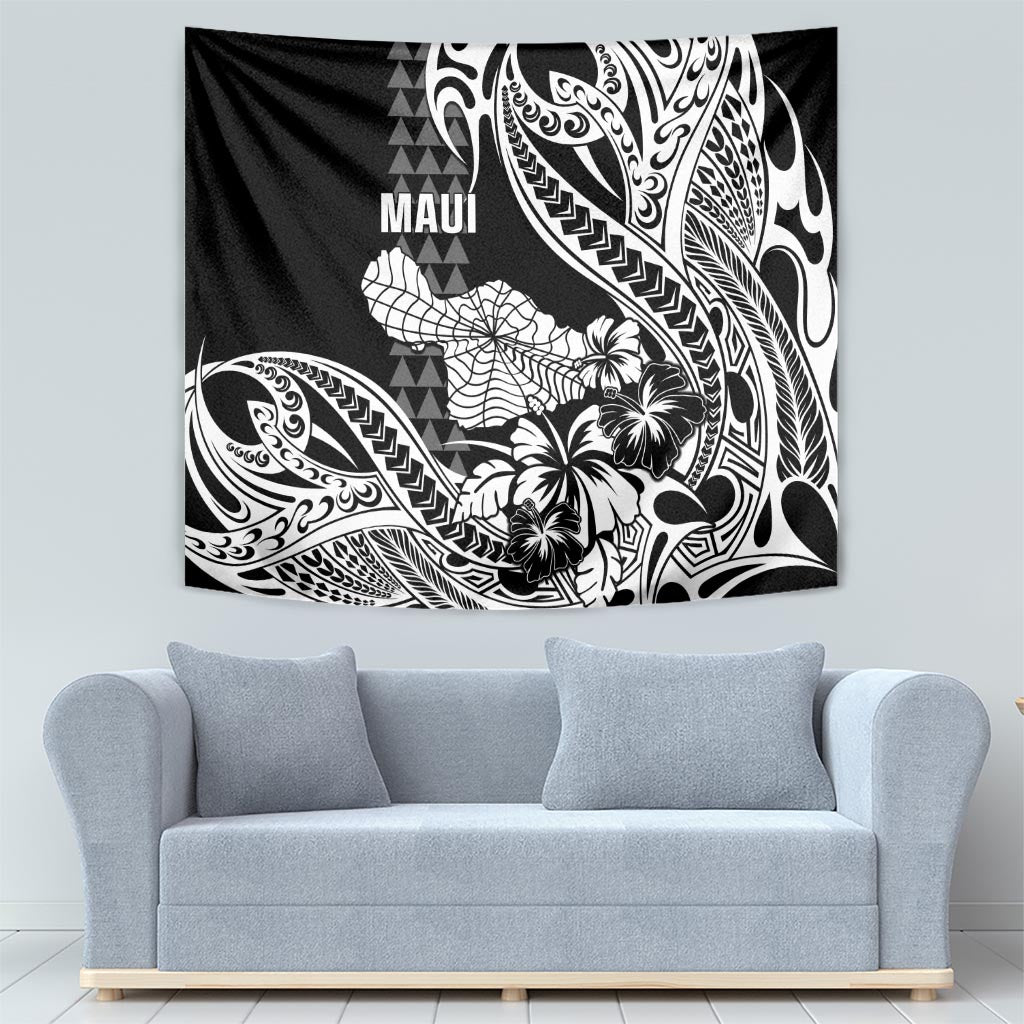 Hawaii Maui Upena Kiloi Tapestry Kakau Tribal Pattern Black Version LT05 - Polynesian Pride