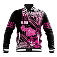 Hawaii Maui Upena Kiloi Baseball Jacket Kakau Tribal Pattern Pink Version LT05 Unisex Pink - Polynesian Pride