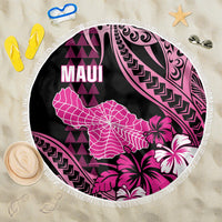 Hawaii Maui Upena Kiloi Beach Blanket Kakau Tribal Pattern Pink Version LT05 One Size 150cm Pink - Polynesian Pride