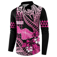 Hawaii Maui Upena Kiloi Button Sweatshirt Kakau Tribal Pattern Pink Version LT05 - Polynesian Pride
