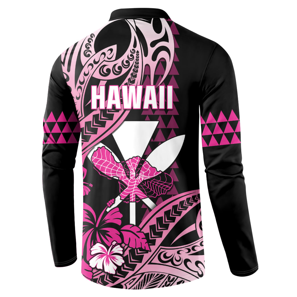 Hawaii Maui Upena Kiloi Button Sweatshirt Kakau Tribal Pattern Pink Version LT05 - Polynesian Pride