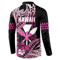 Hawaii Maui Upena Kiloi Button Sweatshirt Kakau Tribal Pattern Pink Version LT05 - Polynesian Pride