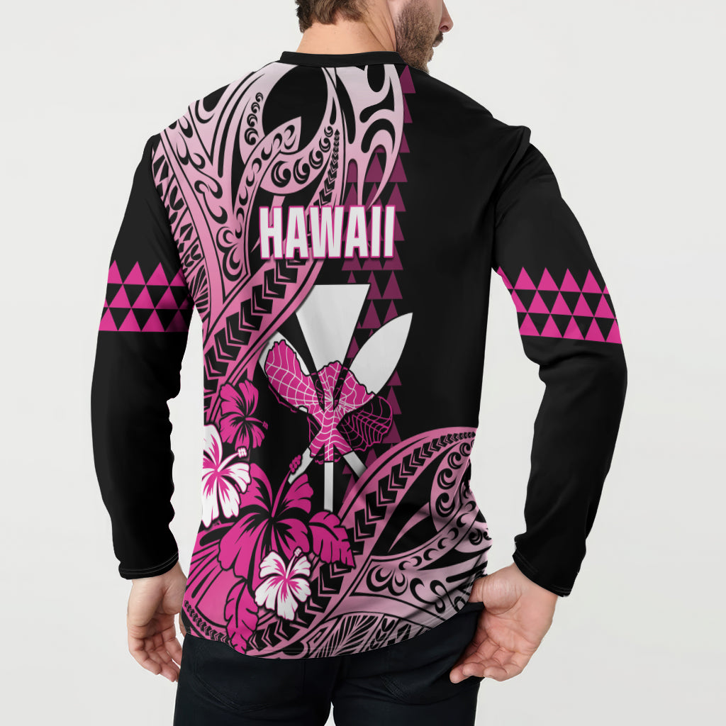Hawaii Maui Upena Kiloi Button Sweatshirt Kakau Tribal Pattern Pink Version LT05 - Polynesian Pride