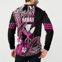 Hawaii Maui Upena Kiloi Button Sweatshirt Kakau Tribal Pattern Pink Version LT05 - Polynesian Pride