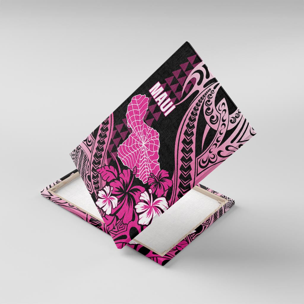 Hawaii Maui Upena Kiloi Canvas Wall Art Kakau Tribal Pattern Pink Version LT05 With Frame Pink - Polynesian Pride