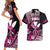 Hawaii Maui Upena Kiloi Couples Matching Short Sleeve Bodycon Dress and Hawaiian Shirt Kakau Tribal Pattern Pink Version