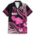 Hawaii Maui Upena Kiloi Family Matching Long Sleeve Bodycon Dress and Hawaiian Shirt Kakau Tribal Pattern Pink Version