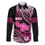 Hawaii Maui Upena Kiloi Family Matching Long Sleeve Bodycon Dress and Hawaiian Shirt Kakau Tribal Pattern Pink Version