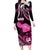 Hawaii Maui Upena Kiloi Family Matching Long Sleeve Bodycon Dress and Hawaiian Shirt Kakau Tribal Pattern Pink Version