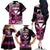 Hawaii Maui Upena Kiloi Family Matching Off The Shoulder Long Sleeve Dress and Hawaiian Shirt Kakau Tribal Pattern Pink Version