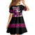 Hawaii Maui Upena Kiloi Family Matching Off Shoulder Short Dress and Hawaiian Shirt Kakau Tribal Pattern Pink Version