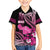 Hawaii Maui Upena Kiloi Family Matching Off Shoulder Short Dress and Hawaiian Shirt Kakau Tribal Pattern Pink Version