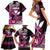 Hawaii Maui Upena Kiloi Family Matching Short Sleeve Bodycon Dress and Hawaiian Shirt Kakau Tribal Pattern Pink Version