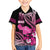 Hawaii Maui Upena Kiloi Family Matching Short Sleeve Bodycon Dress and Hawaiian Shirt Kakau Tribal Pattern Pink Version