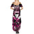 Hawaii Maui Upena Kiloi Family Matching Summer Maxi Dress and Hawaiian Shirt Kakau Tribal Pattern Pink Version