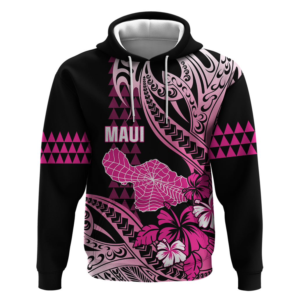 Hawaii Maui Upena Kiloi Hoodie Kakau Tribal Pattern Pink Version LT05 Pullover Hoodie Pink - Polynesian Pride
