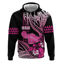 Hawaii Maui Upena Kiloi Hoodie Kakau Tribal Pattern Pink Version LT05 Pullover Hoodie Pink - Polynesian Pride