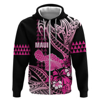 Hawaii Maui Upena Kiloi Hoodie Kakau Tribal Pattern Pink Version LT05 Zip Hoodie Pink - Polynesian Pride